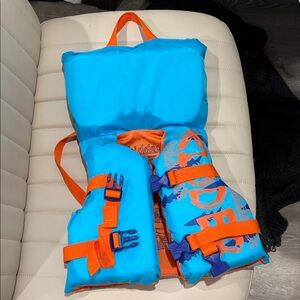 Blue and Orange Life Jacket